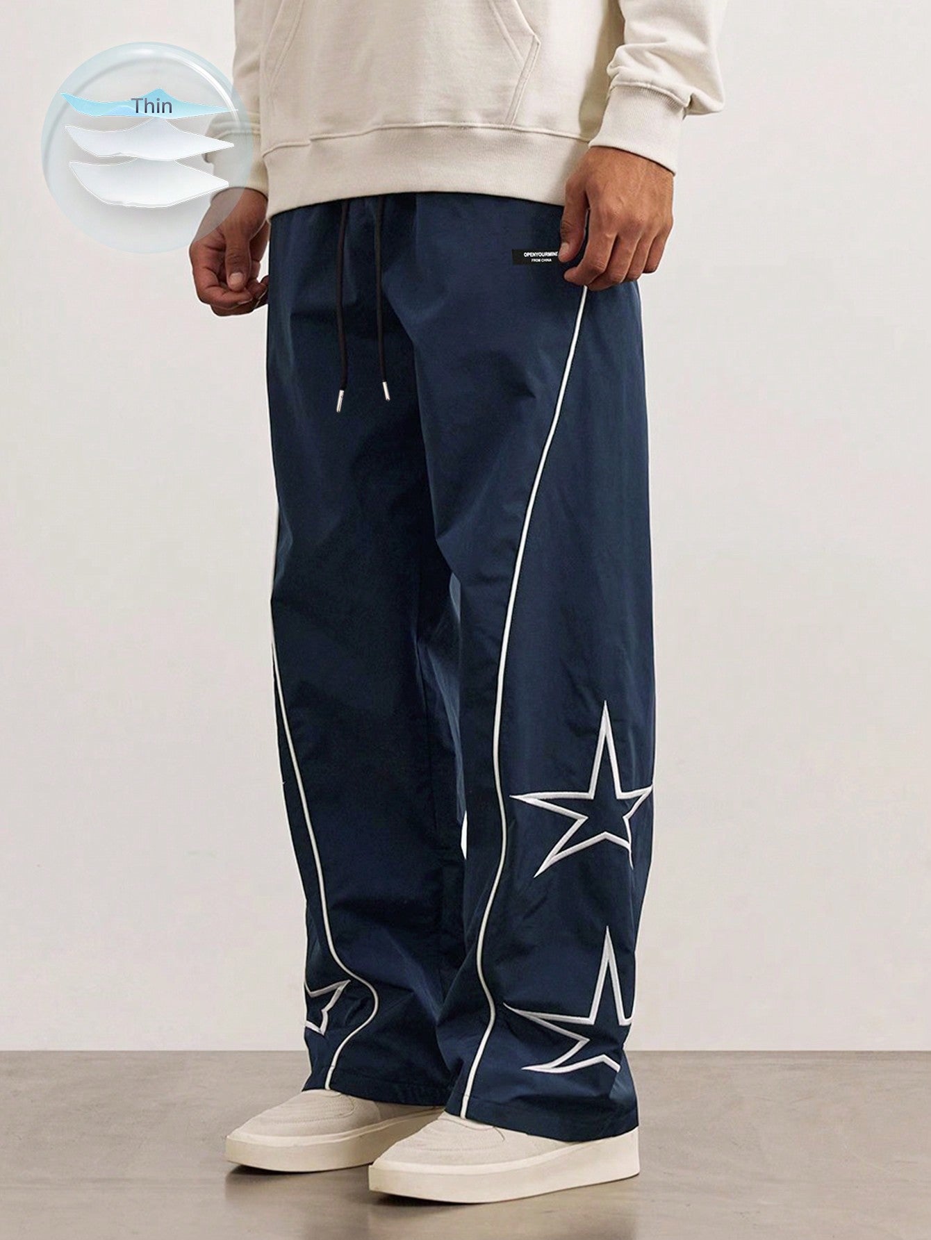 Manfinity Hypemode Men'S Loose Star Pattern Side Striped Pants