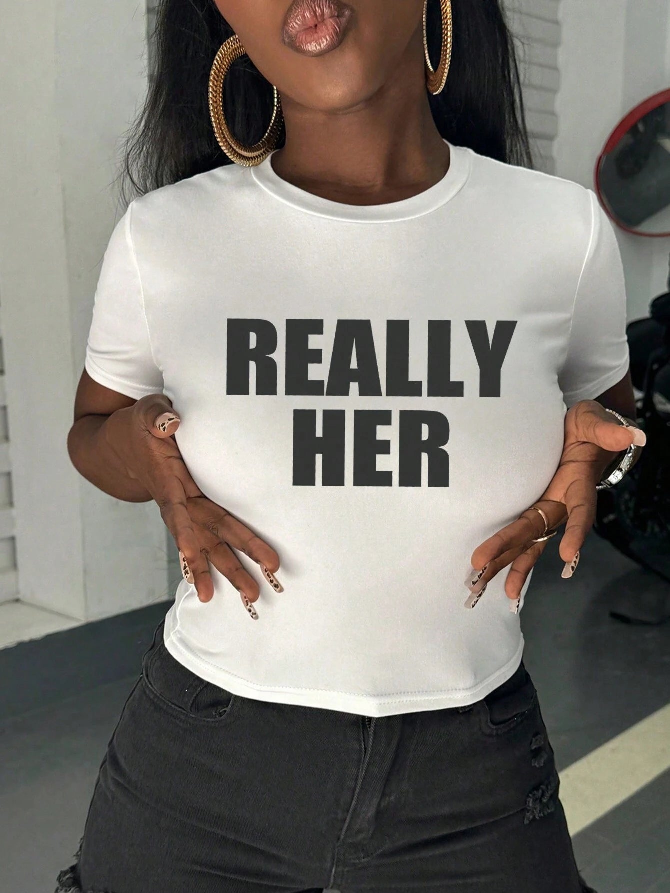 Women'S Letter Print Tight Crop Top T-Shirt Graphic Tees Women Tops