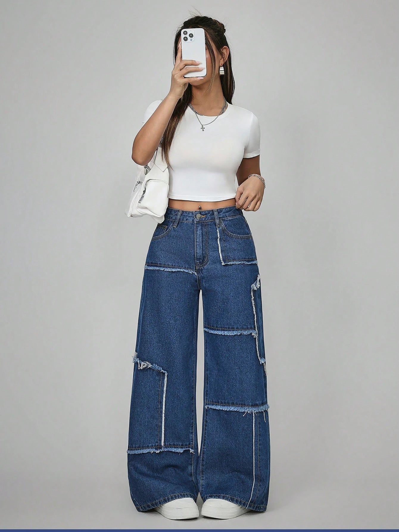 PETITE Women'S Button Front Pocket Frayed Hem Casual Simple Jeans