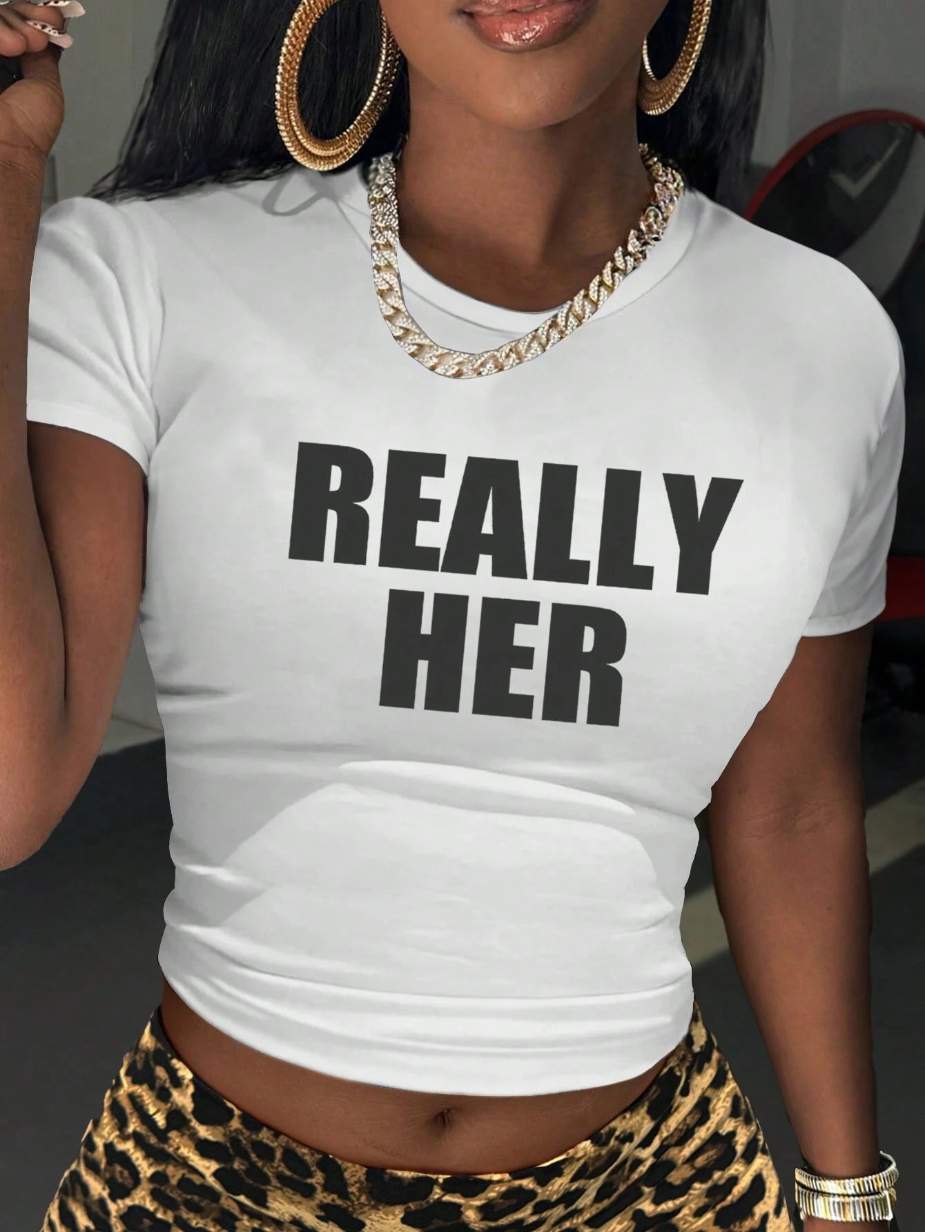 Women'S Letter Print Tight Crop Top T-Shirt Graphic Tees Women Tops