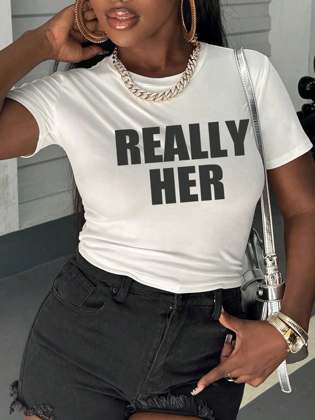 Women'S Letter Print Tight Crop Top T-Shirt Graphic Tees Women Tops