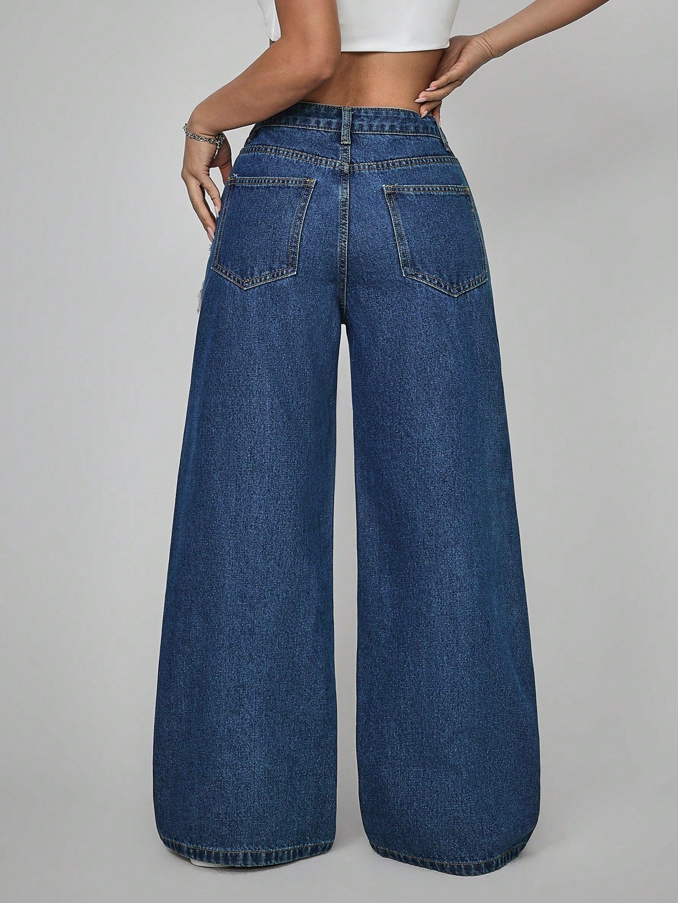PETITE Women'S Button Front Pocket Frayed Hem Casual Simple Jeans