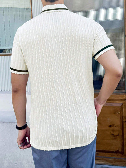 Manfinity Homme Men Color Block Polo Shirt White Korean Fashion Polo Shirt