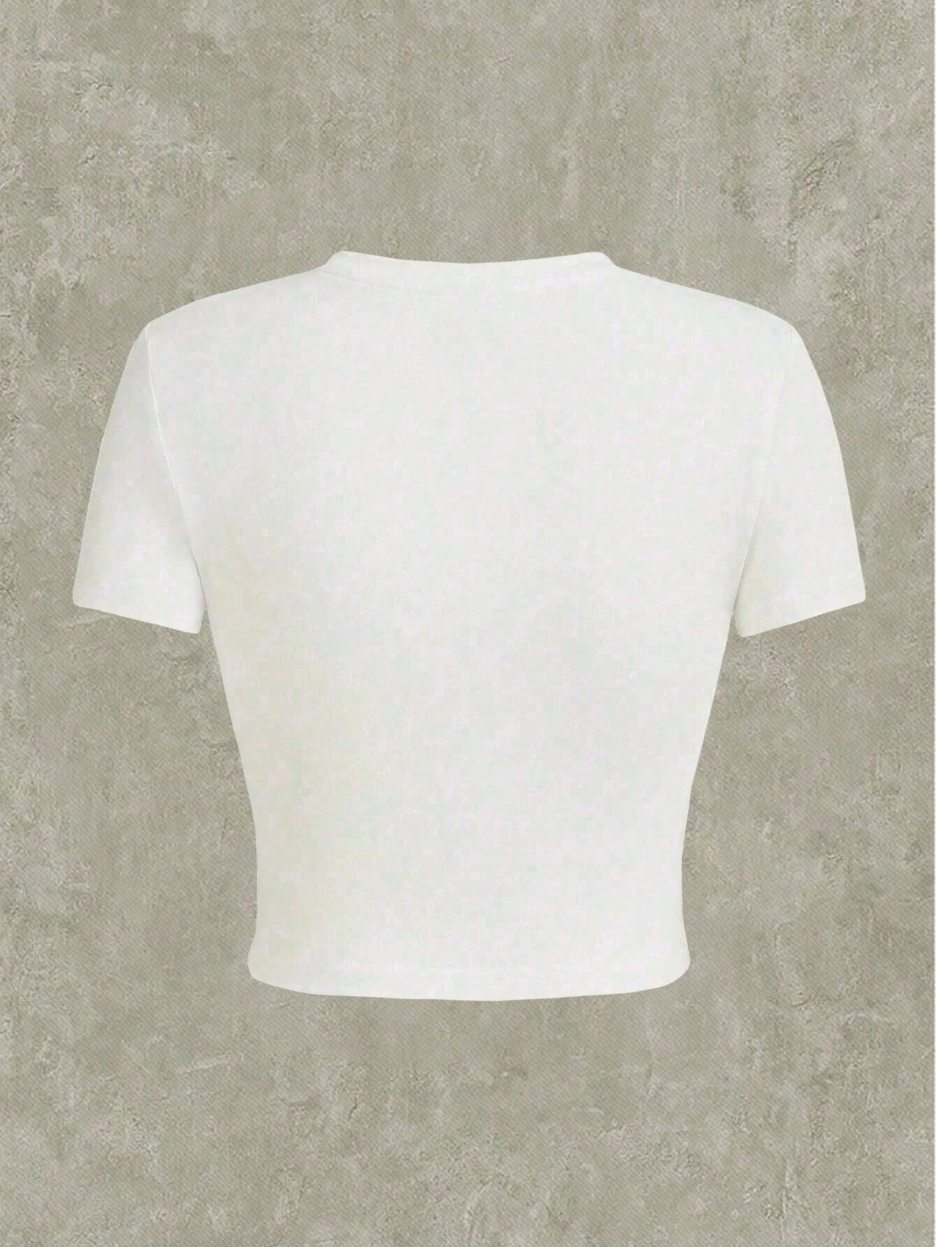 Letter Graphic Crop Tee for Summer Graphic Tees Women Tops